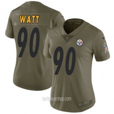 Womens Pittsburgh Steelers #90 Tj Watt Authentic Olive Salute To Service Jersey Bestplayer